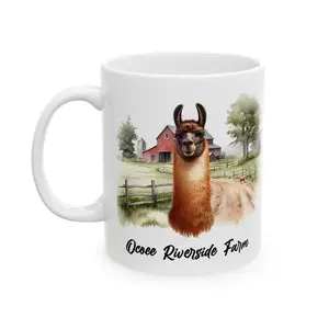 Ocoee Riverside Farm Llama Ceramic Coffee Mug 11oz & 15oz Glossy Finish Rustic Design Microwave & Dishwasher Safe Drinkware