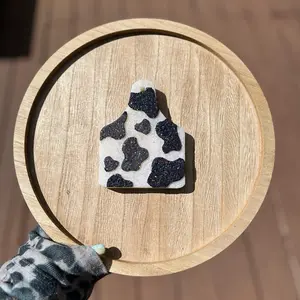 Cow Print Cow Tag Freshie - Handmade Aroma Beads with Soft Shimmer Finish for Car, Room or Small Spaces