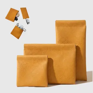 3PCS Minimalist Soft Leather Pouch Set – Cosmetic Bag, Cable Organizer & Glasses Case, Portable Everyday Storage,woman,girl,accept,Spring