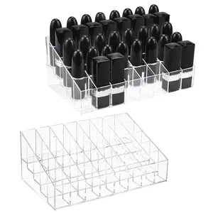 2 Pack 40-Slot Acrylic Lipstick Organizer, Clear Cosmetic Display Case for Makeup, Lipsticks, Brushes & Bottles