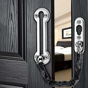 Stainless Steel Safety Door Chain Locks Set, Door Chain Lock for Hotel Security, Stainless Steel Safety Chain with PU Leather Cover, Anti-Theft Metal Chain Door Guard for Bedroom & Entry Doors, Enhanced Security on Hotel Room, Bedroom, and Main Doors