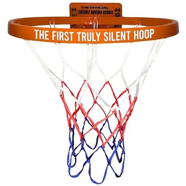 WAWAWEWA The Official Silent Basketball Hoop Indoor – Large Plastic Wall-Mounted Quiet Practice Hoop for Shooting & Skill Training (for Use with Silent Basketballs Only) – Adhesive or Screw Install