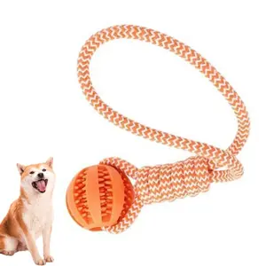 2pc Dog Braided Rope Knot Toy Ball with Handle, Durable Chewing Toy for Training, Pulling, Throwing, Tug-Of-War, Fetch Game