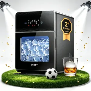 ecozy 2 Inch Clear Ice Ball Maker, 4 pcs in 40 Mins, 144 pcs/Day, Sphere Ice Machine with CrystalFlux Technology, Enhanced Insulation, Automatic Water Supply, Self-Cleaning, Automatic Ice Ball Maker for Whiskey & Bourbon summerwins