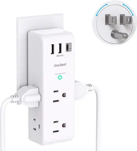 Rotating Plug with Surge Protector Outlet Extender and 6 AC Multi-Plug Outlets
