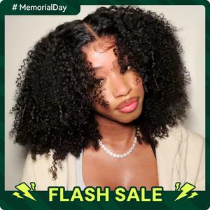 Vshow Bleached Knots Afro Curly Wear Go Glueless Wigs Affordable Real Human Hair Wigs  7x5 & 10x6 Pre-Cut Lace Wigs for Women 180% Density