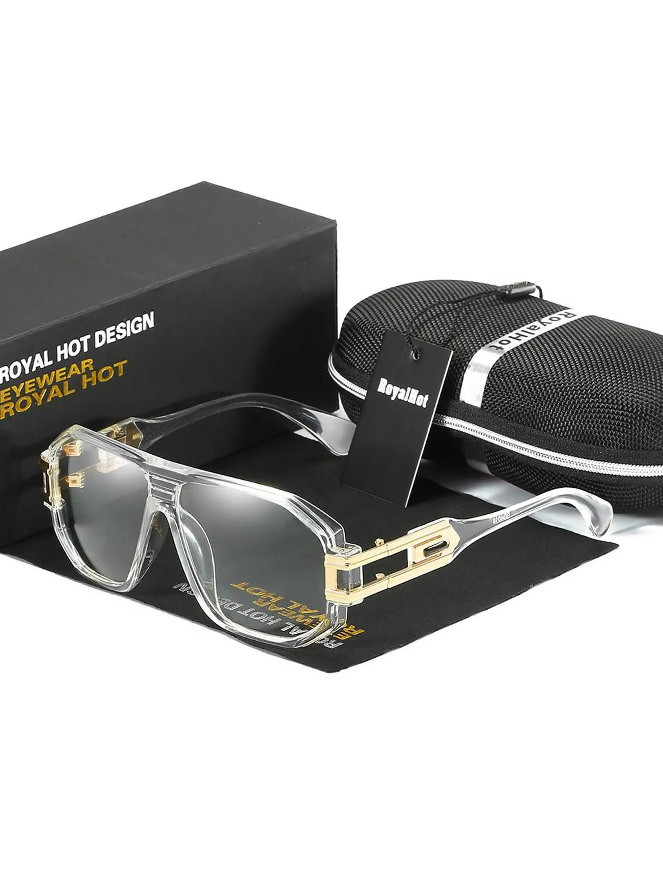1 Pair Of RoyalHot Unisex Full Frame Shield Clear Glasses, Stylish Eyewear, Ethereal Frame, Gentle Impression