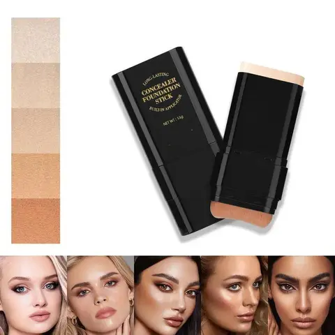 5-Color Dual-Ended Concealer & Foundation Stick (01 Ivory) - Compact Double-Ended, Assorted Shades, Concealer Solution for Skin Imperfections, Blemish/Acne Coverage, Even Tone, Nose Contour, All Skin Types, Makeup Routine Daily Cosmetic Gift