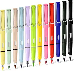 Palksky Forever Colored Pencils 12 Count Infinity Pencil Coloring Metal Pencils Everlasting Pencil with Eraser Color Pencil Set Eternal Pencil/Inkless Pencil for School Student College Adults