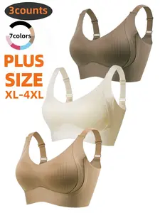 Pack of 3 Women's Wireless Bra Set, Comfortable Seamless Design, Non-Wired Push-Up Bras, Sizes 1xl-4xl, Perfect for Daily Wear & Maximum Comfort, Shapewear Bra, Soft Comfy Bra, Wirefree Bras