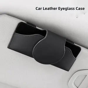 PU Leather Car Glasses Case Anti-Scratch Shock-proof Car Sunglasses Holder Eyeglass Case Stable Sun Visor Storage Box Vehicle