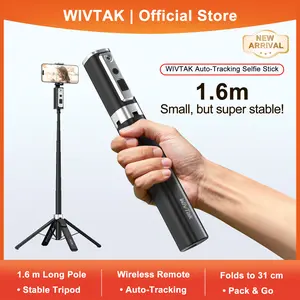 WIVTAK Auto Face Tracking Selfie Stick Tripod 360° AI Tracking Phone Mount w/ Wireless Remote 60" Extendable for iPhone Android Live Vlogging Bluetooth Smartphone Professional with