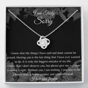 Personalized Love Knot, I'm Sorry Gift, Sorry Card, Apology Necklace, Sorry Gift Wife, Sorry Gift Girlfriend, Sorry Gift Friend, Forgive me Jewelry