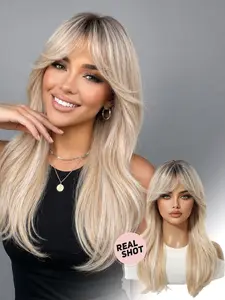 Women's Synthetic Fiber Wig, Heat-Resistant Material, Natural Butterfly Cut Wave Style, Suitable for Daily Wear and Parties, Synthetic Wigs