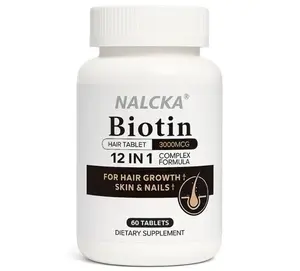 Biotin Vitamin Supplement, 12-in-1 Beauty Formula Supplement, Containing Biotin 3000mcg, Keratin, Dietary Supplements for Healthy Hair, Skin, and Nails, Gluten Free, Quick Release, 60 Tablets