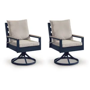 East Beach - Swivel Chair With Cushion (Set of 2) - Blue
