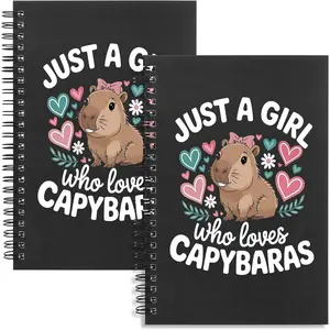 Capybara  Just A Girl Who Loves Capybaras 2 count A5 Spiral Notebook Daughter Birthday Gifts Capybara Lover  Inspiration Notebook for Sister  (2 Spiral-loves Capybaras)