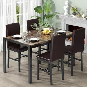 Recaceik Dining Table Set for 4 with Modern Design, PU Leather Chairs, Space-Saving Dinette Table for Small Spaces in Home Kitchen Furniture Dinner