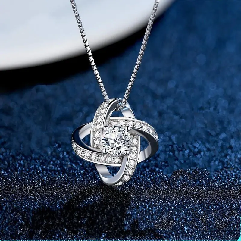 Gift for Mom from Son - Love Knot Necklace with LED Mahogany Luxury Box | Meaningful Mom Birthday Gift 2026 | Heartfelt Message Card Elegant Lasting Jewelry summerwins Adjustable Cable Chain Led Light Box Silver Plated Necklace Chain