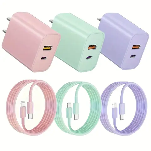 for iPhone 14/13/12 20W Dual Port Power Adapter Usb C Charger  with 6ft MFi Certified Charging lightning Cable, for iPhone 14/13/12/11/XR/X/X Max Electronic Smartphone and Cellphone, Devices, Mobile, Iphone Charger