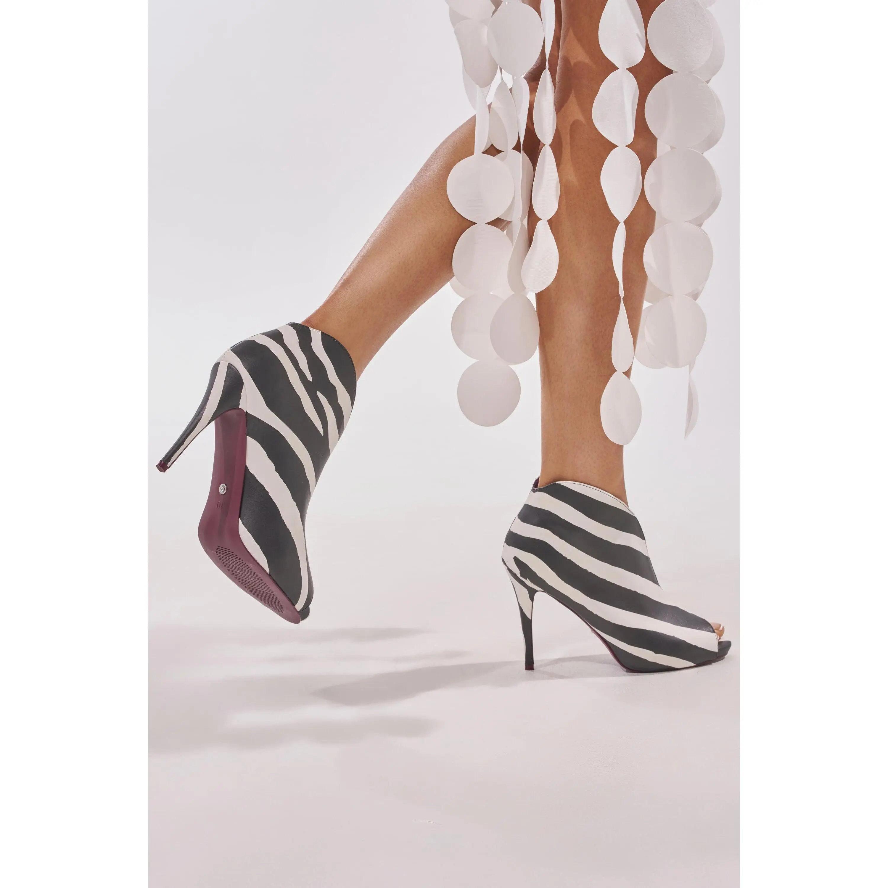 AZALEA WANG MARISOL OPEN TOE STILETTO BOOTIE IN ZEBRA