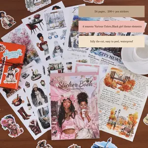 Black Girl Decal Stickers Book For Planners, Calendars, Journals, Vision Boards, Projects, Laptop & Water Bottles – Premium Quality, Hand Drawn, Waterproof – Scrapbook Accessories For Women - 24 Pages