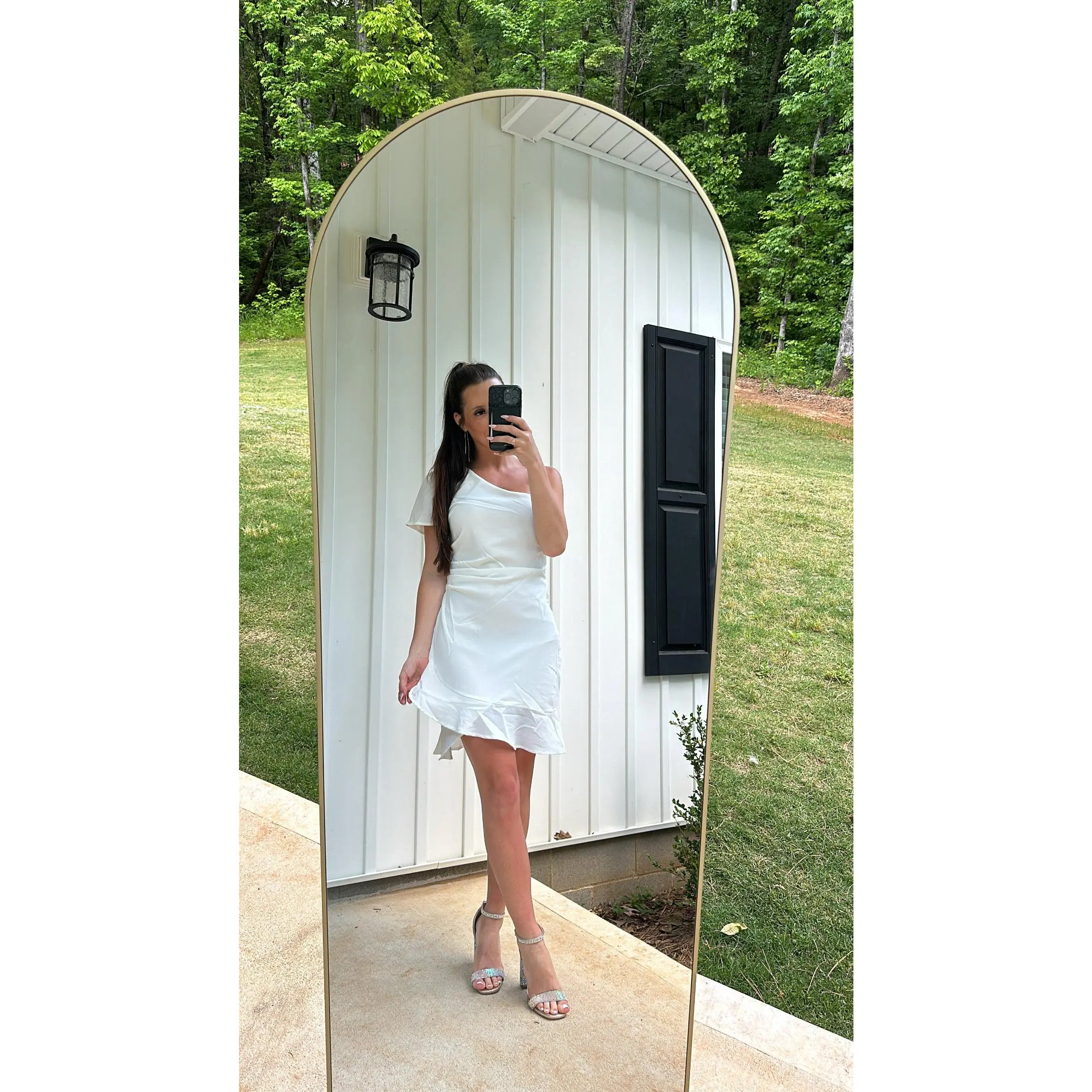 Short Sleeve Flutter Dress- Off White