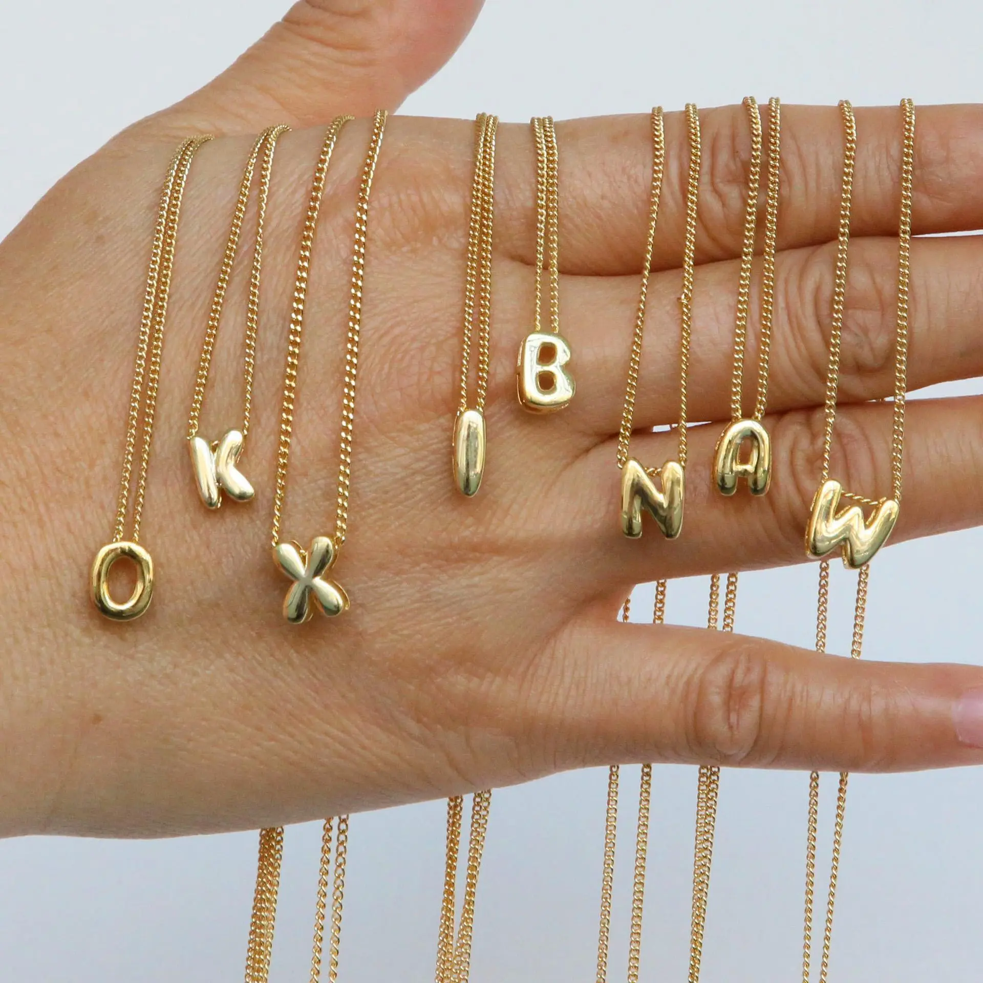 Tiny Gold Color Bubble Balloon Initial Letters Charms Chocker Necklaces for Women Single Alphabet Chains Personalized Jewelry
