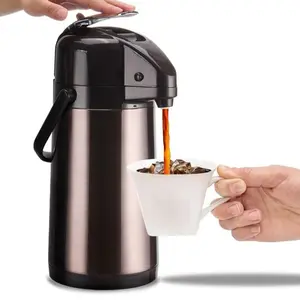 Insulated Thermal Coffee Carafe Easy Dispensing Durable Hot Cold Drink Dispenser Golden Brown Color for Home Kitchen Use