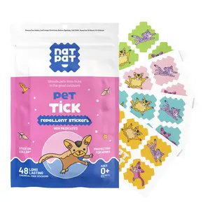 NATPAT Pet Tick Repellent Stickers - 48 Pack for Dogs, Cats & Pets | Safe for All Ages (0+) | Outdoor Use.