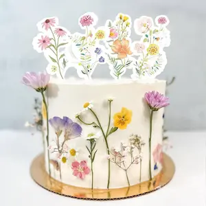 36pcs Wildflower Cupcake Toppers Cake Decor Baby In Bloom Baby Shower Cake Toppers for Women Birthday Bridal Shower Wedding Party Decoration