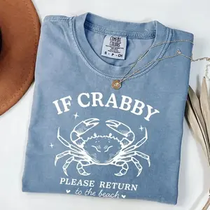 Funny Beach Crab Comfort Colors T-Shirt - If Crabby Return to Beach Tee, Summer Gift for Her, Ocean Lover Tshirt - TrendWear USA