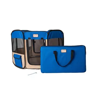 Armarkat PP001B-M Portable Pet Playpen in Blue and Beige Color Combination for Traveling with Your Pet