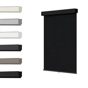 Blackout Roller Shades, Free-Stop Cordless Roller Blinds for Windows, Thermal Insulated Fabric Window Shades UV Protection for Home, Office, Bedroom, Door, Black, 72" H