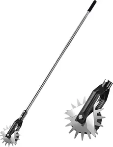 Wheel Rotary Edger Lawn Tool, Grass Edge Trimmer, Sidewalk Manual Lawn Edger,  3 Sections Stainless Steel Handle with Cushion Grip, 58.3-Inch