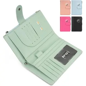 RFID Passport Holder for Women/Men Travel Gifts, Large Capacity Passport Wallet, Family Travel Documents Organizer with Card/Airtag Slots, Zipper  pocket,  Holder Passport Cover Case (Green)