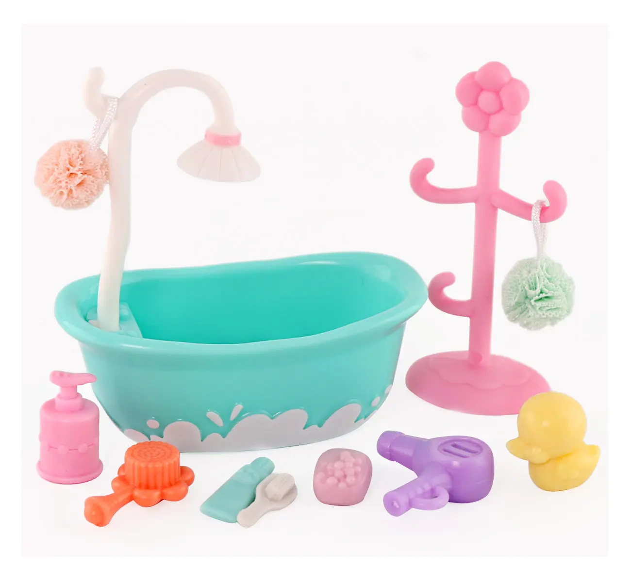 Mini Pet Shop 12-Piece Mini Rubber & Plastic Pet Figurine Accessories Set - Hat, Bath Supplies for Toy Shorthair Cats & Small Dogs, Collectible Decor Ornaments (B43)