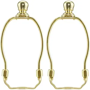 5-Inch Height Lamp Shade Harp Holder Fitter with Ball Finial Knob and Saddle Base for Table and Floor Lamps, 2.98-Inch Width (2set Gold)