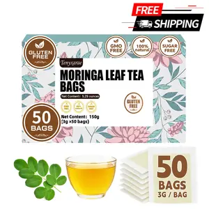 100% Organic & Natural Moringa Tea Bags (50 Teabags, 3g/Bag) | Supports Digestion | Caffeine-Free  Sugar-Free  Gluten-Free  Vegan | Eco-Friendly Individual Packs