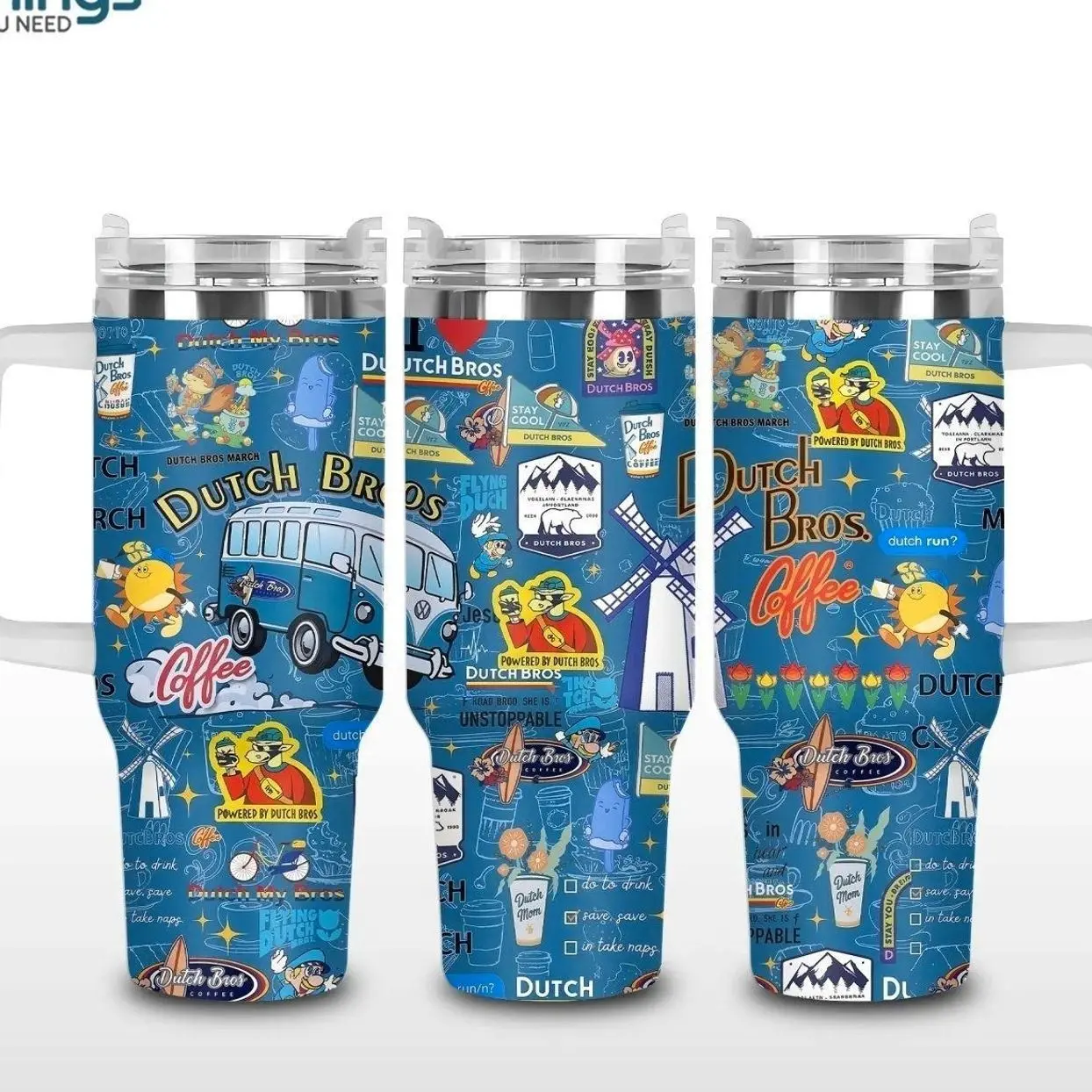 Dutch Bros Coffee Aesthetic Tumbler 40oz & 20oz, Insulated Stainless Steel Travel Mug with Handle & Lid, Double Wall Vacuum Cup, Iced Coffee Lover Cup, Drive Thru Coffee Vibe, Cute Coffee Merch Gift for Dutch Bros Fans, Reusable Water Bottle Daily Use