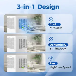 COSTWAY - 10000 BTU Portable Air Conditioner Cools up to 350 Sq wth 24H Timer