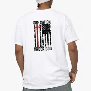 Christian Patriotic T-Shirt, Unisex Tee with American Flag and Cross, One Nation Under God, Religious Shirt, Patriotic Apparel, Mens Top,