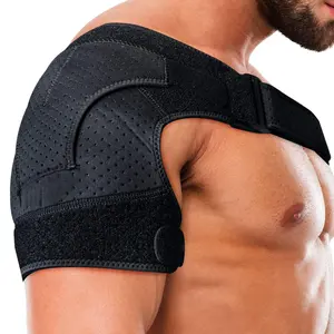 Shoulder Brace for Men and Women: Adjustable Shoulder Wrap for Pain Relief, AC Joint, Torn Rotator Cuff, Injuries, Tendonitis - One Size Regular/Dark Black