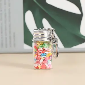 4pcs Mini glass bottle home decor keychain accessories with drift bottle set Keychain vial 7ml vial DIY Wishing drift bottle Graduation season student activities gift decorative pendant Handmade Keychain