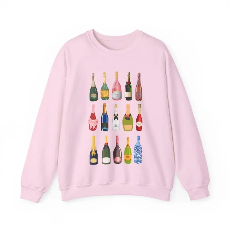 Champagne Sweatshirt Champagne Bottles 2024 Trending Sweatshirt Yes Way Rose