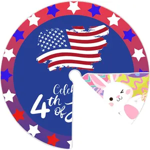 36 Inch Double Sided Print Tree Skirt for Easter 4th of July Independence Day Memorial Day Christmas Holiday Party Decoration