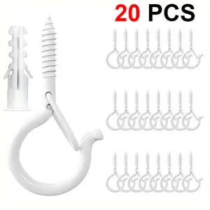 20pcs Outdoor Windproof Screw Hooks, Easy Release Q Hooks for Hanging Christmas Lights & Plants, Includes Hex Key, Holiday Decorations
