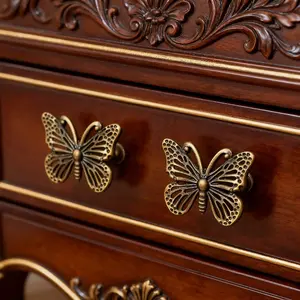 6pcs Vintage Butterfly Handle Accessory Set with Hollow-Out Carving Craft for Craft Making/Vintage Decoration/DIY Creativity/Wardrobe/Drawer/Jewelry Box UpgradePerfect for  & Rustic Furniture Makeovers