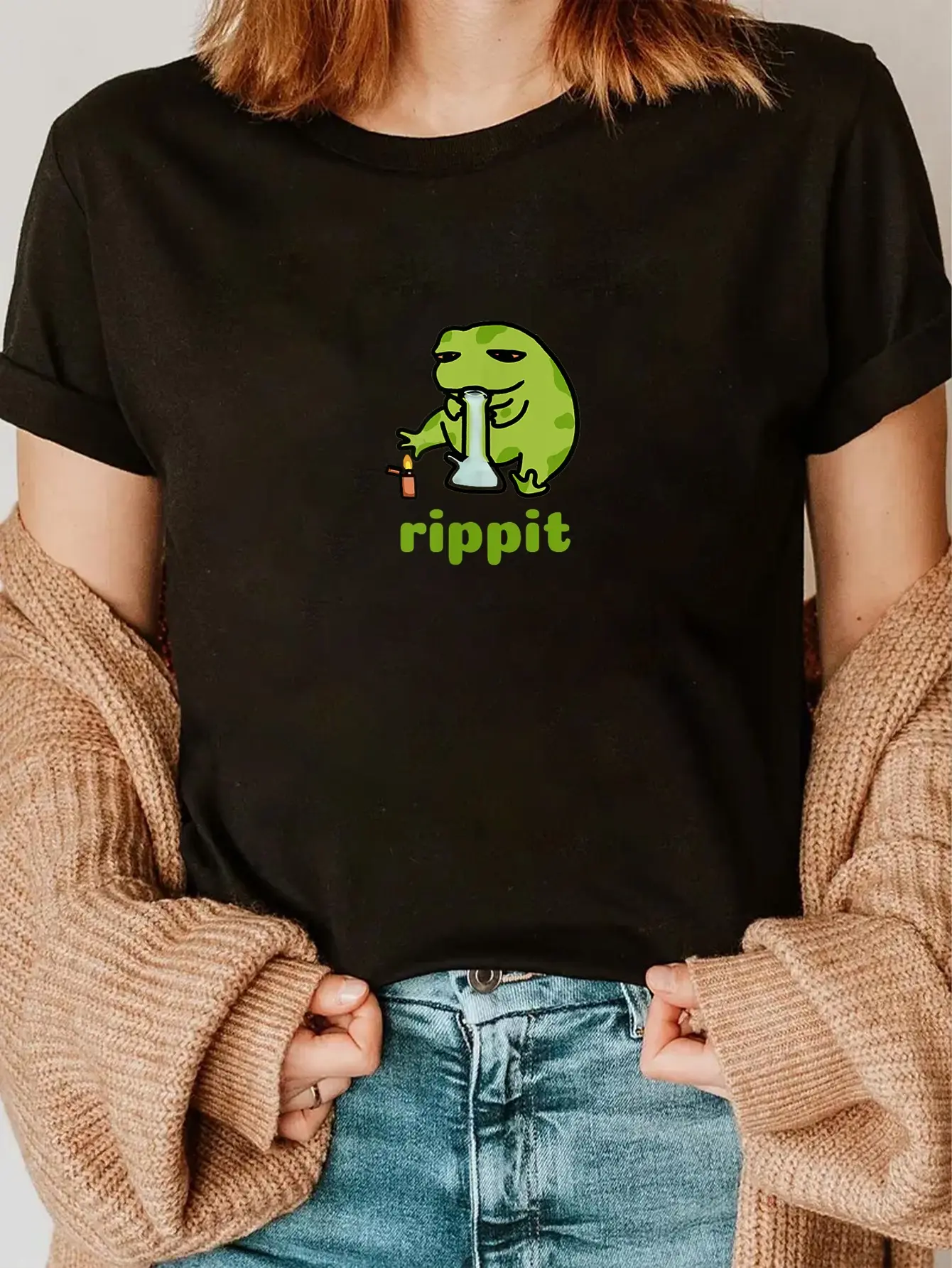100% Cotton Rippit Stoner Frog | Weed, Marijuana Smoker, Cannabis 420 T-Shirt