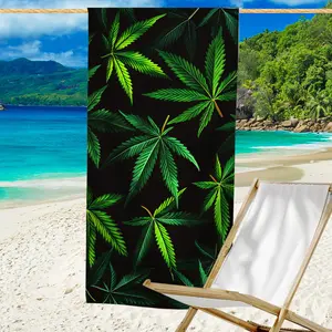[1pc Quick-Drying Beach Towel] Ultra Absorbent & Quick-Drying 1pc Green Leaves Print Beach Towel Lightweight Beach Blanket, Soft Travel-Friendly Towel for Holidays, Pool, Beach Days, Poolside Accessory, Tropical Leaf Design, Vibrant Beachwear